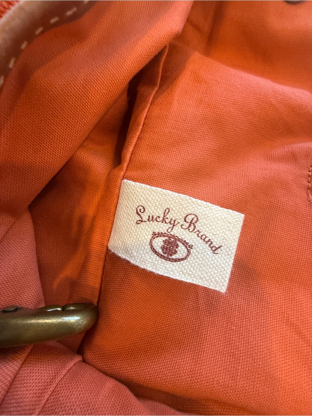 Gorgeous Lucky Brand Oversized Orange Pink Suede Canvas Travel Tote Y2K Rare. π©·π§‘ - Picture 7 of 15
